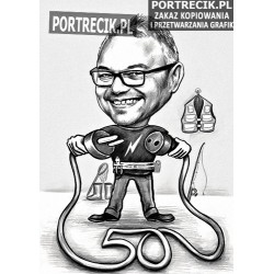 Karykatura elektryka na 50-te urodziny