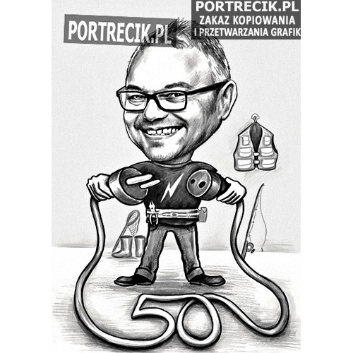 Karykatura elektryka na 50-te urodziny