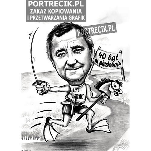 Karykatura pięcioboisty - pięciobój nowoczesny